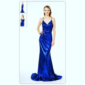 SOLD! Cobalt blue foil shimmer dress